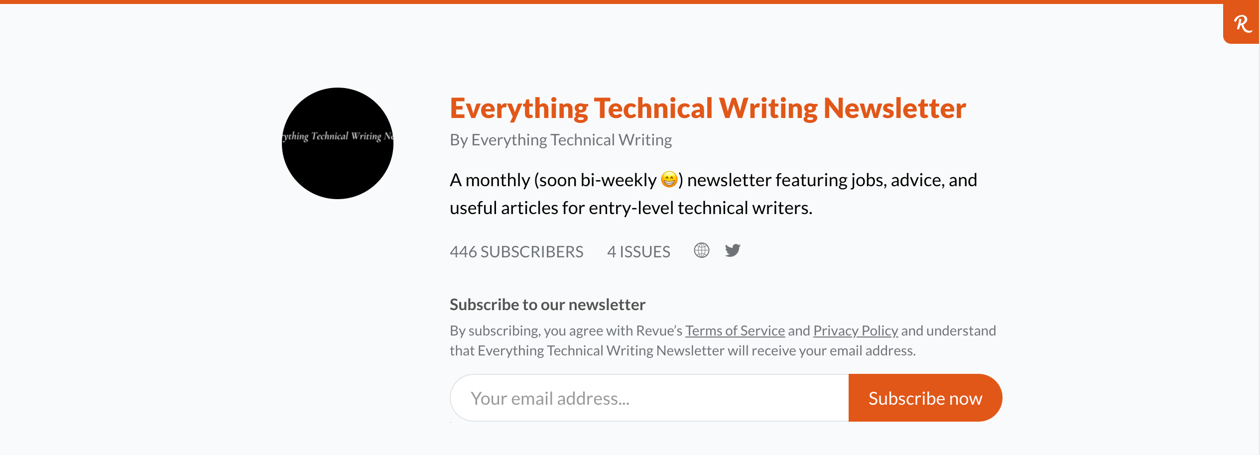 Everything Technical Writing Newsletter   Revue - How to Set Up Twitter Newsletters