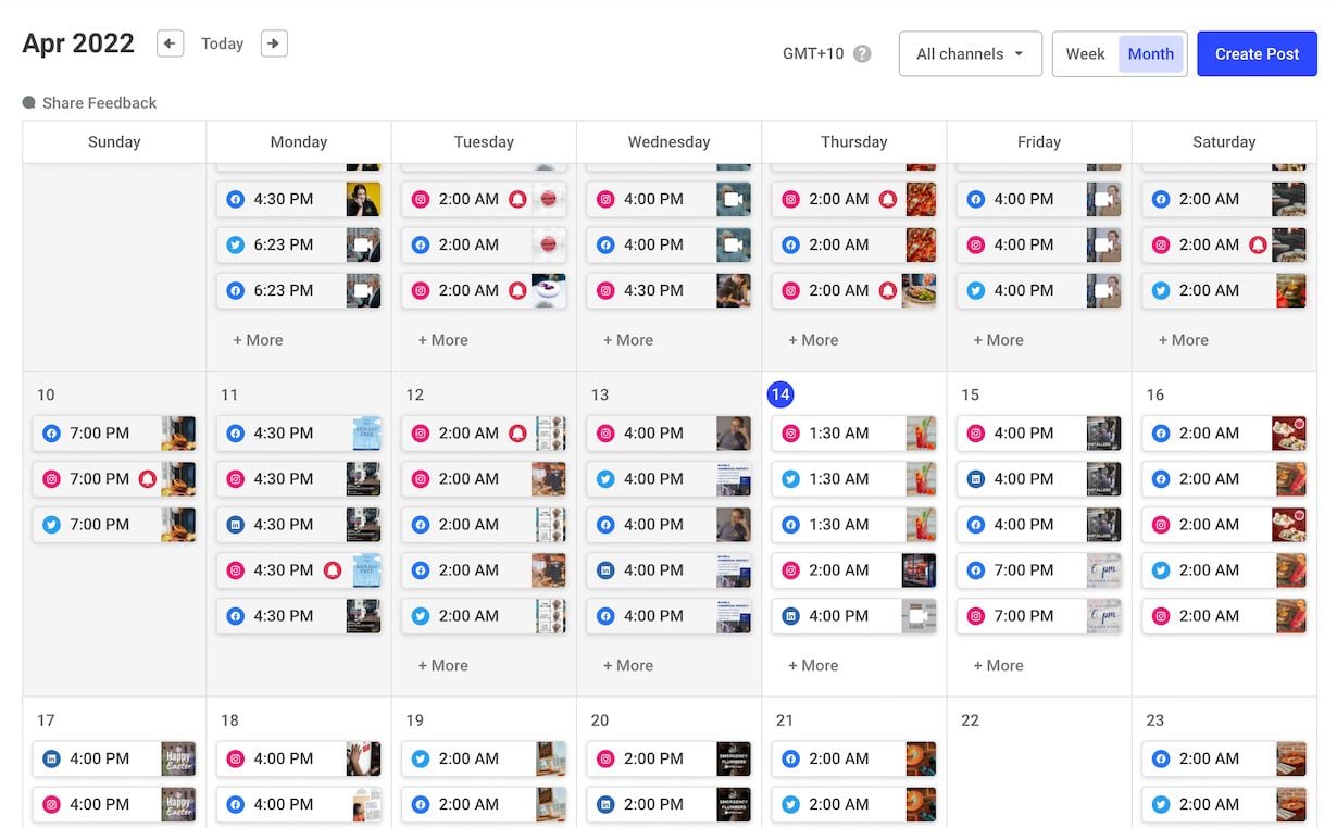 Influence Media's social content calendar in Buffer