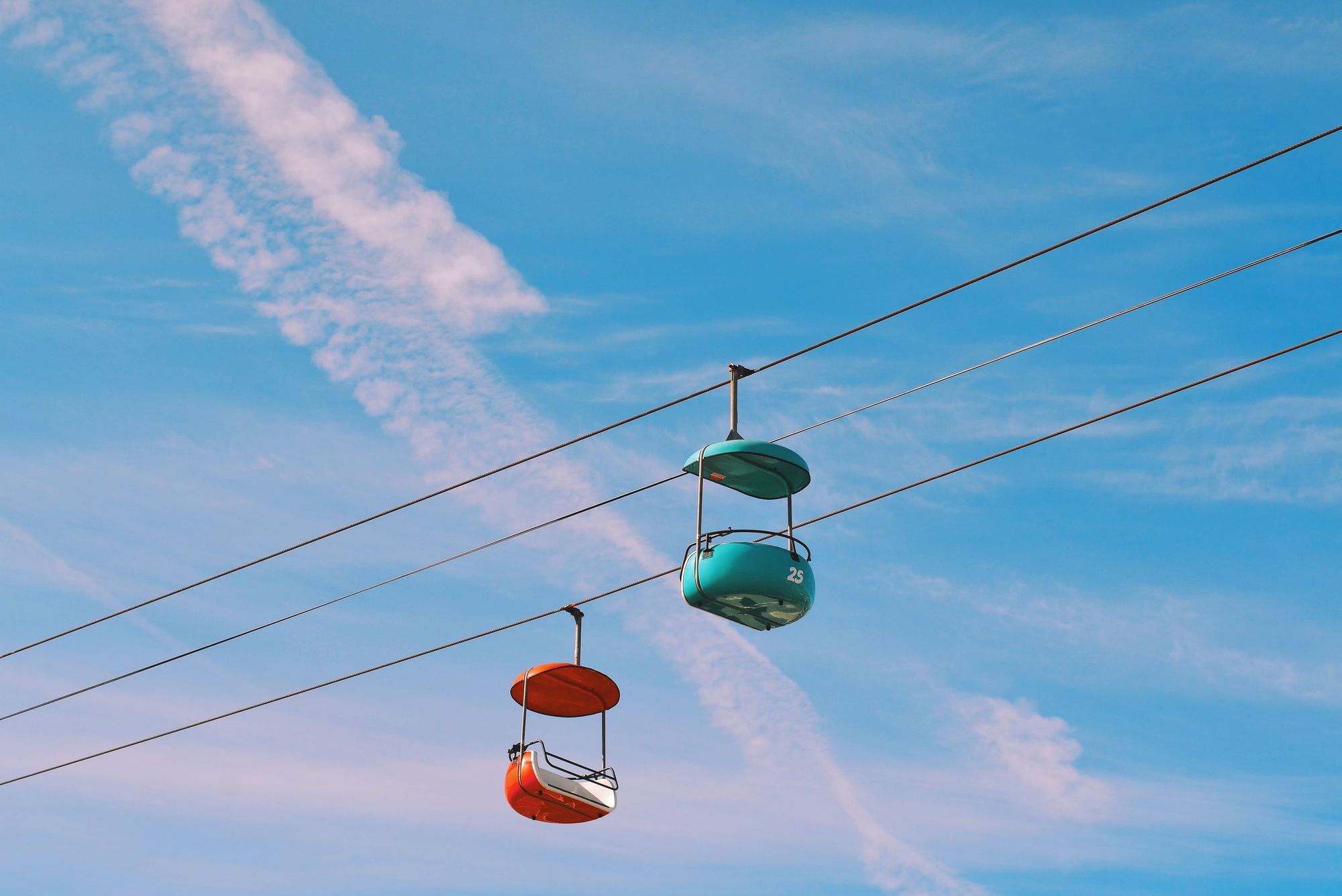 Two chair in a chair lift