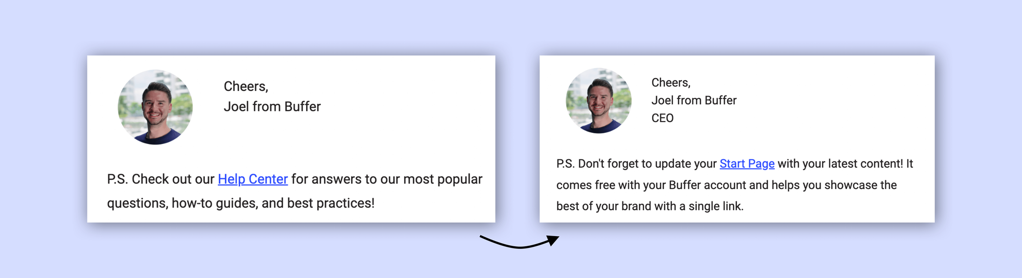 Adding a Start Page growth loop on Buffer's onboarding emails.