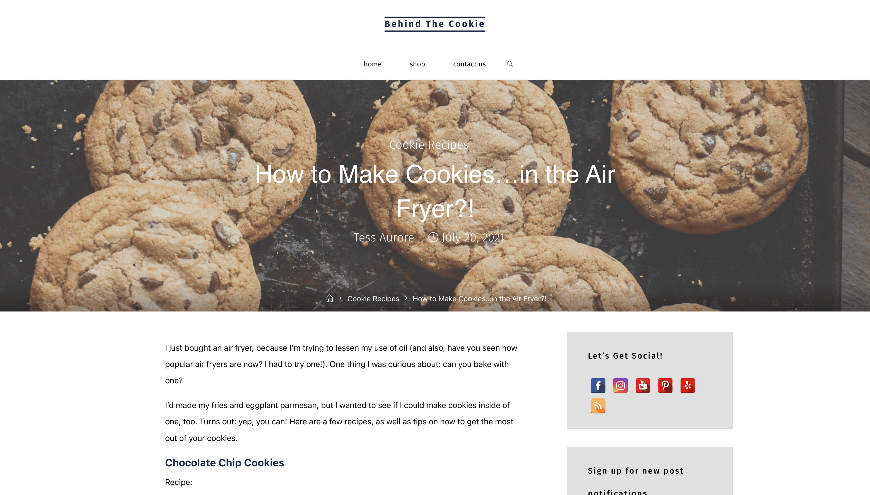 Un article de blog de Pacific Cookie Company