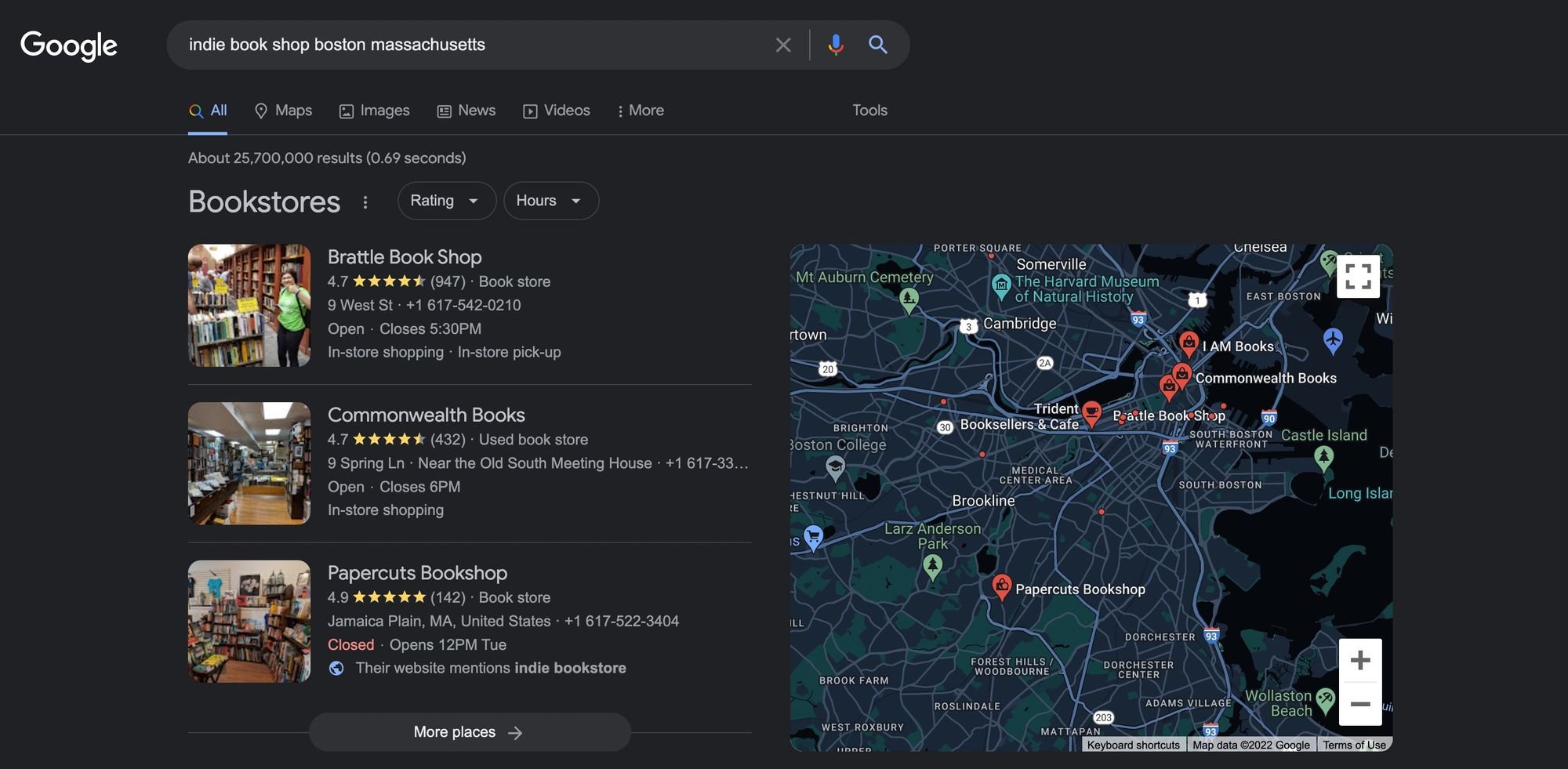 indie book shop boston massachusetts   Google Search 2022 07 25 at 5.25.16 PM - How to Craft a Click-Worthy Google Business Profile Post