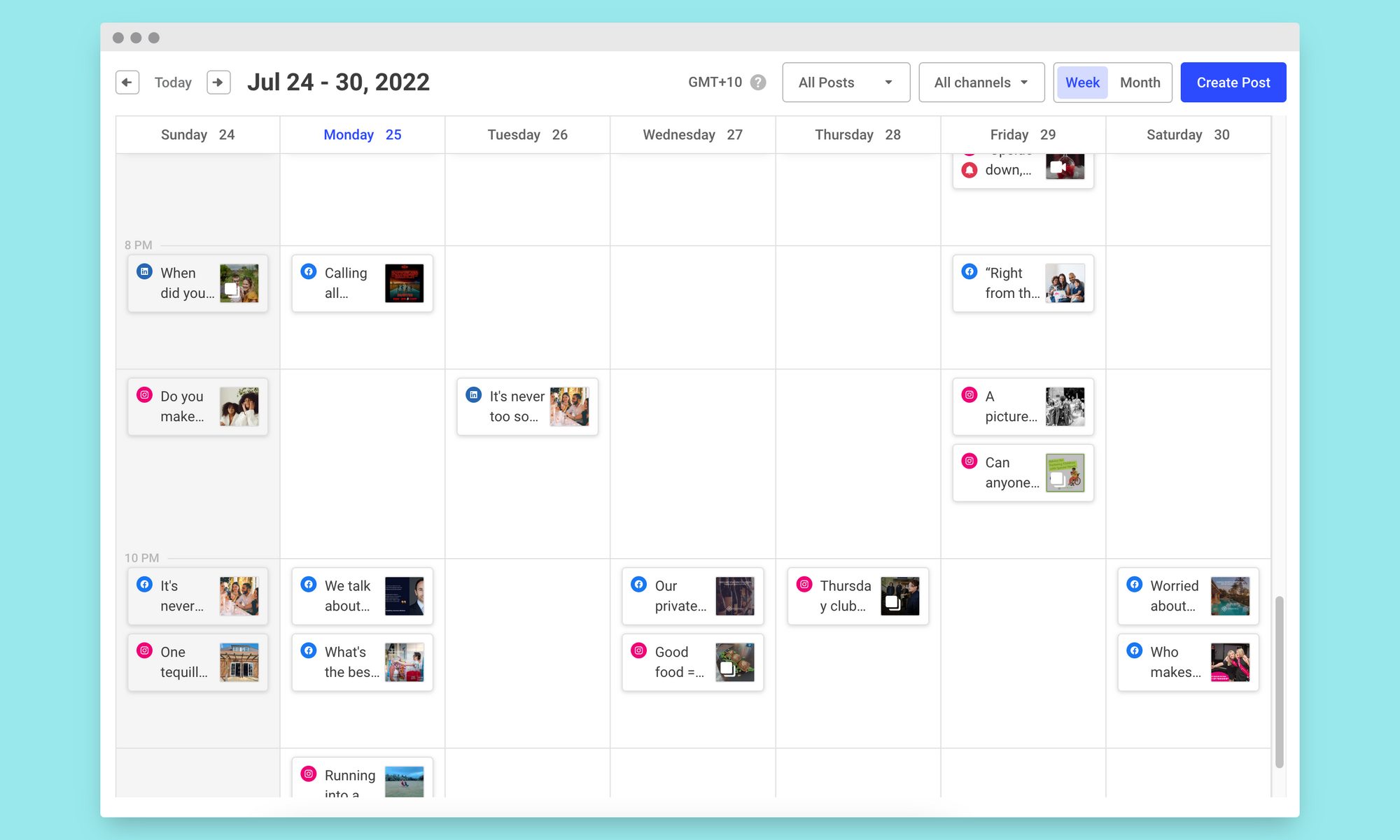 A screenshot of Buffer's calendar feature.