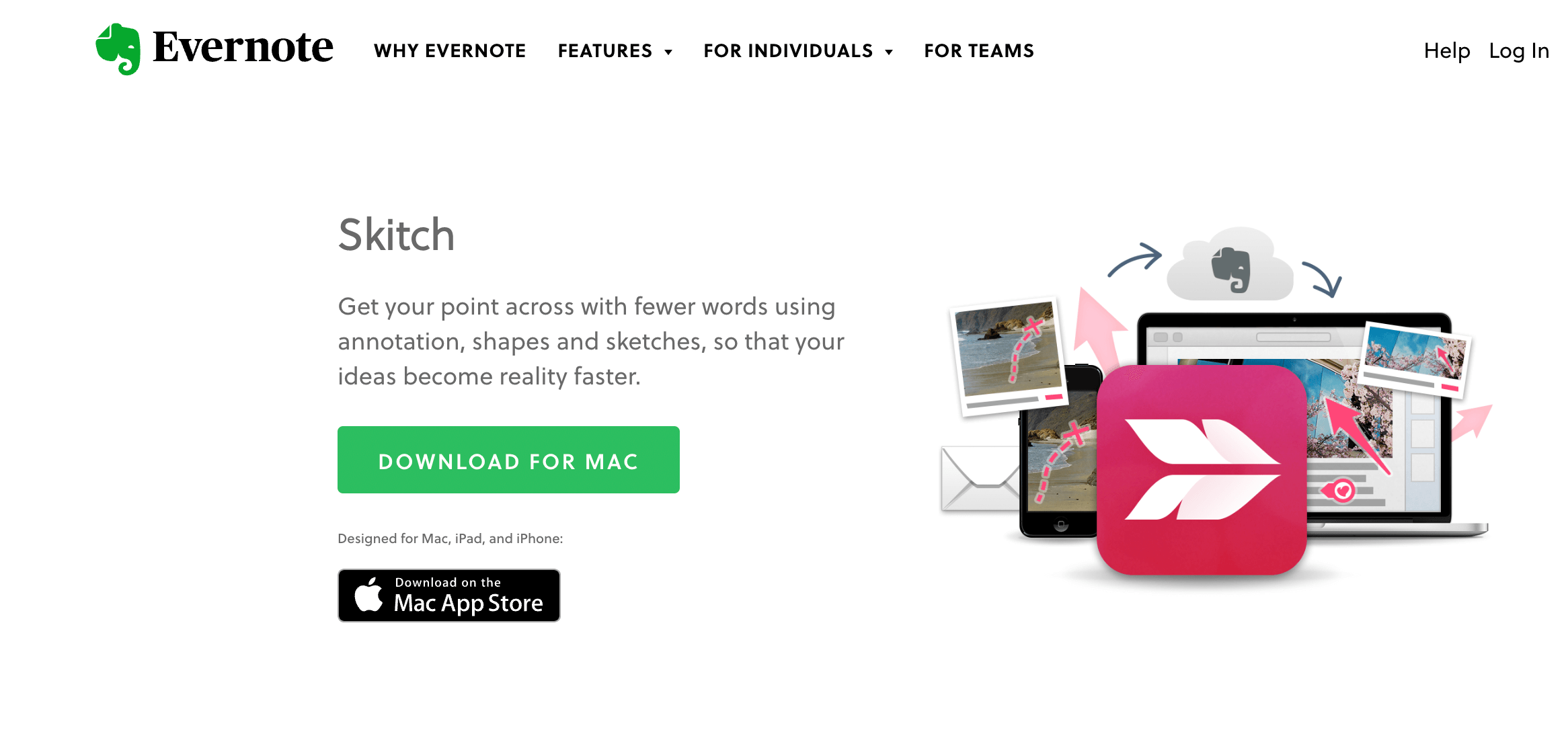 homepage of skitch