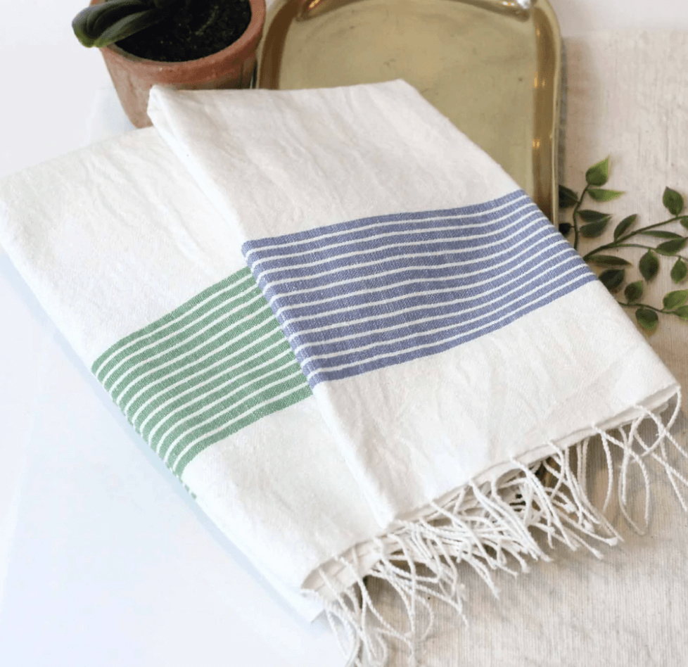 Two kitchen towels with minimalist designs