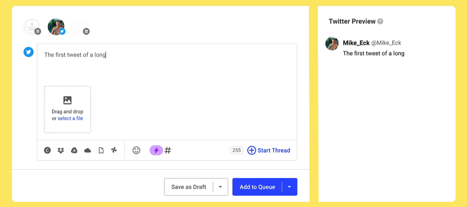 New to Buffer: Twitter Threads Scheduling