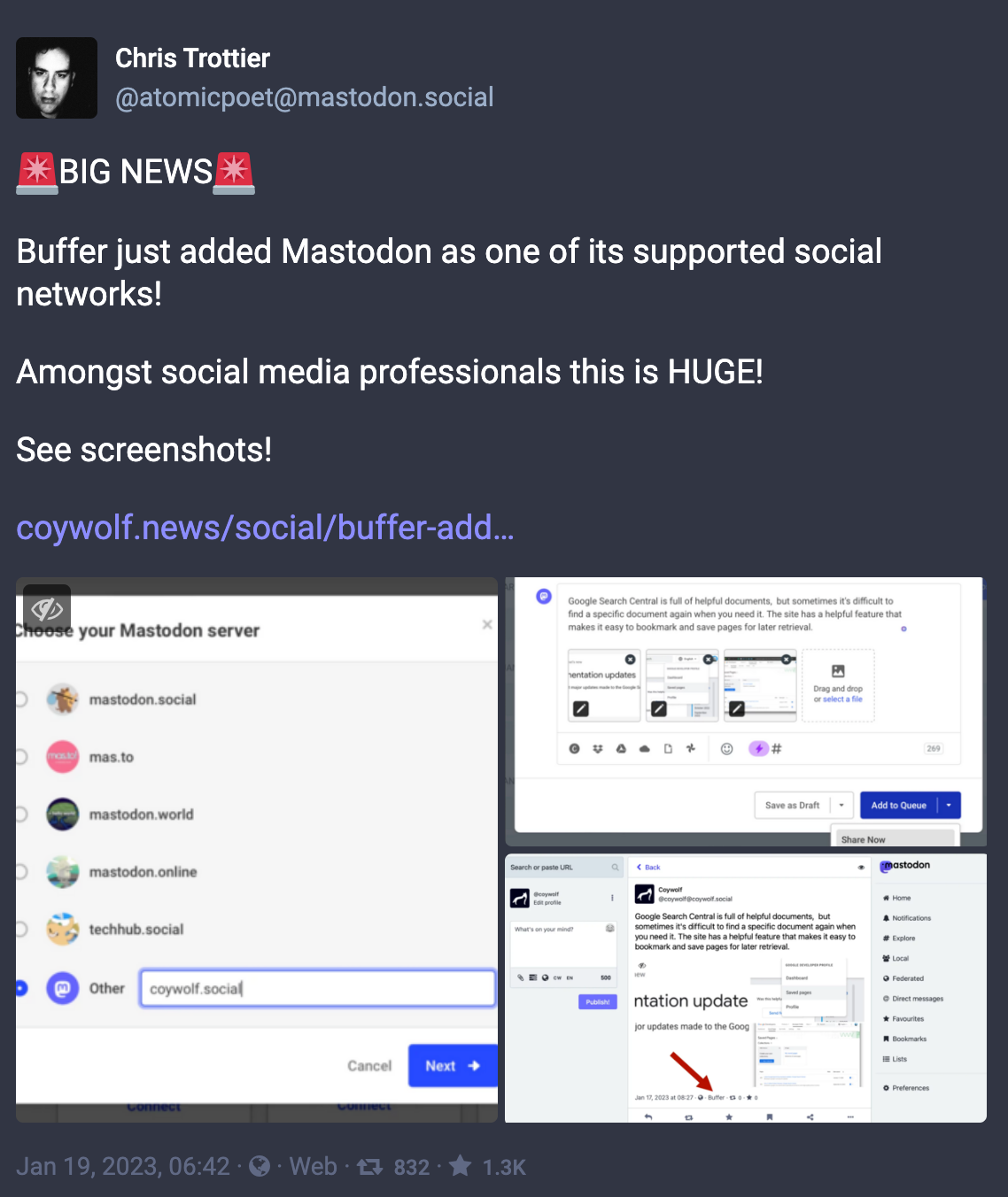 Hello Fediverse! Introducing Buffer for Mastodon