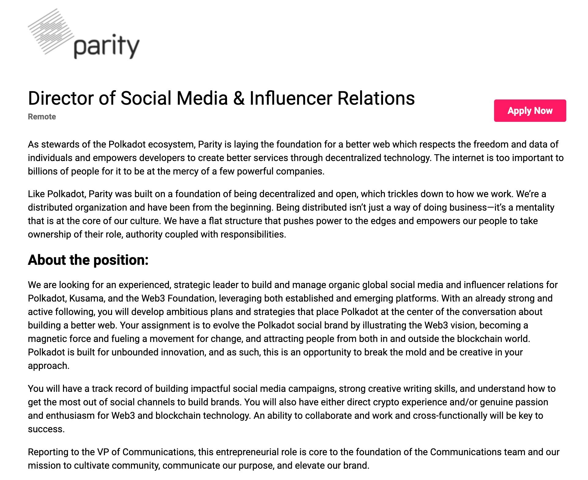 Job Application for Director of Social Media   Influencer Relations at Parity Technologies - What You Need To Know About Building A Social Media Career