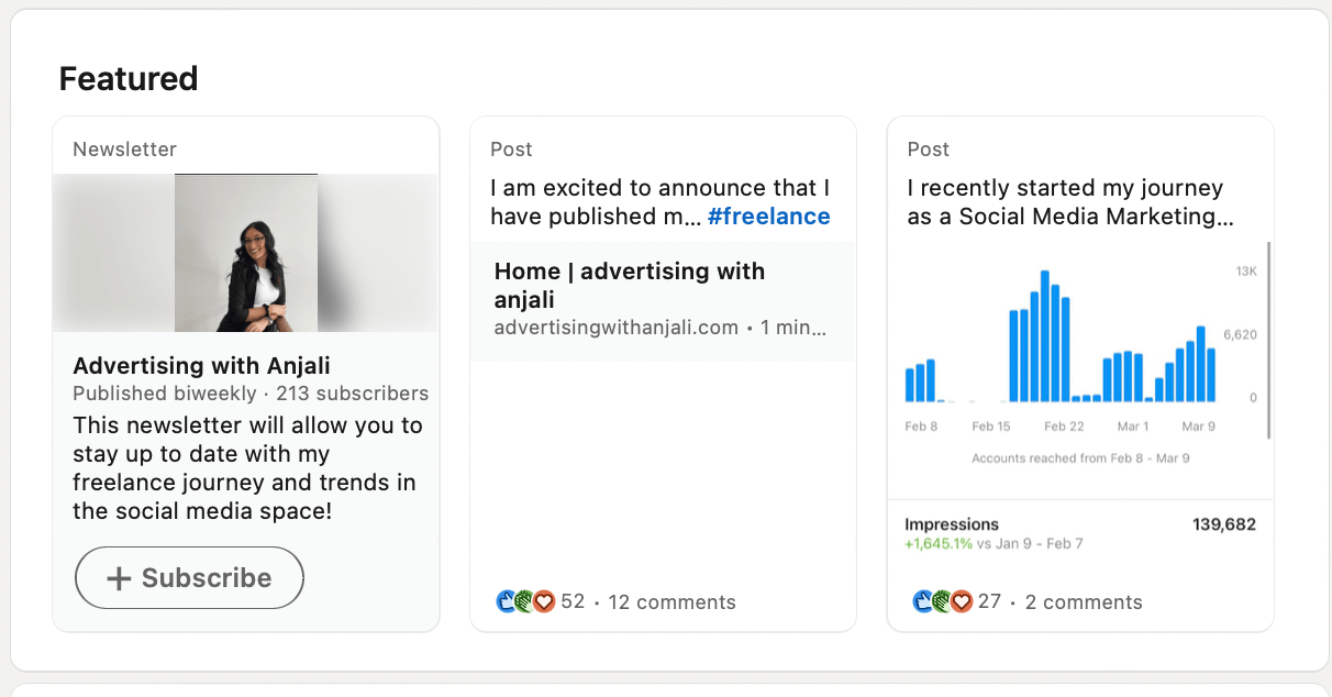 LinkedIn's featured section