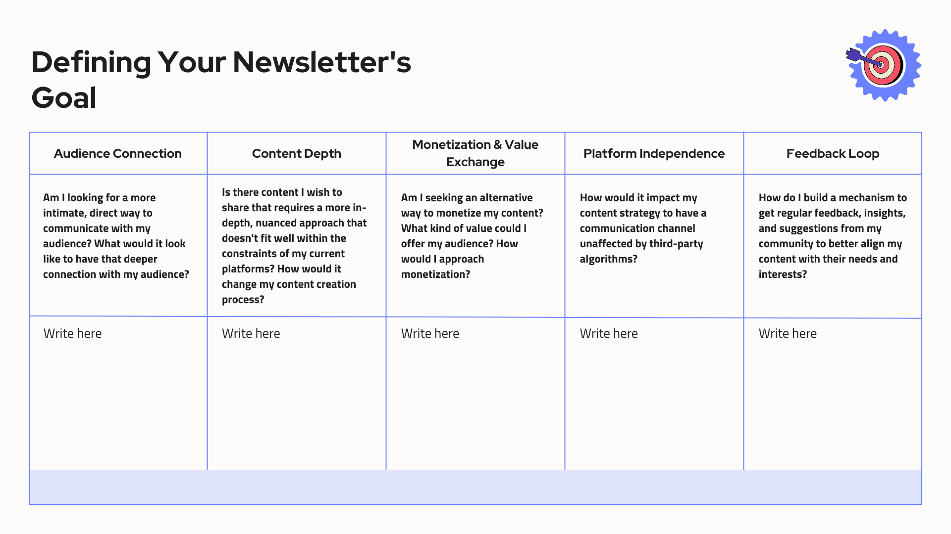 newsletter goal