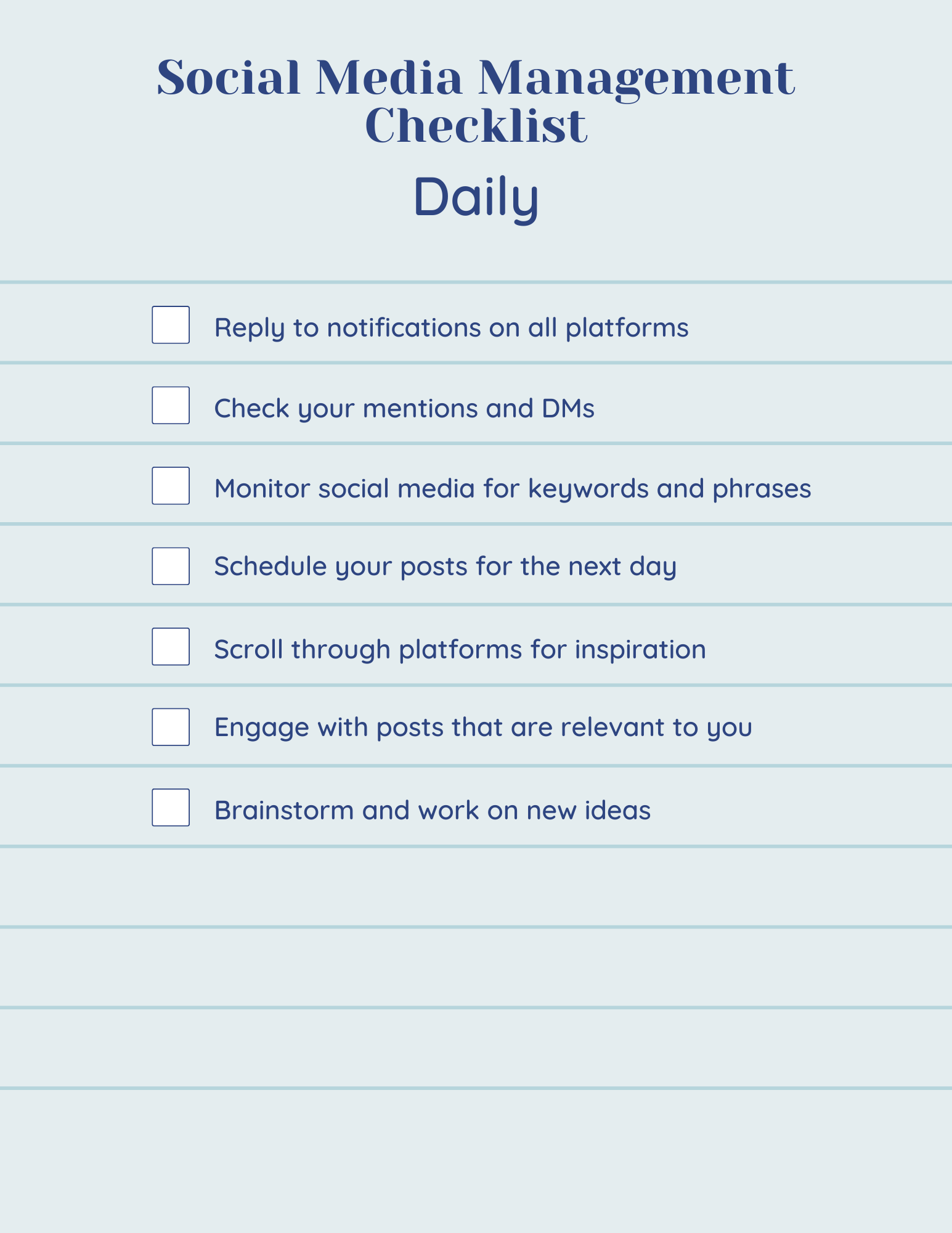 daily social media checklist