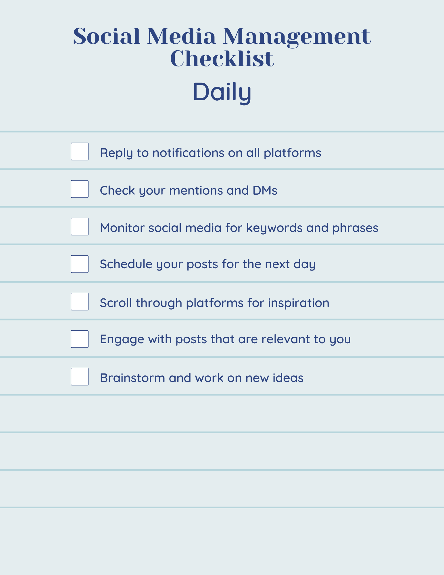 The Social Media Manager’s Daily, Weekly, Monthly Checklist