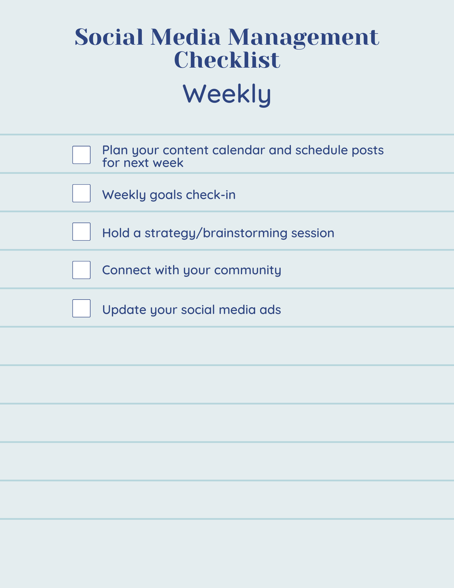 weekly social media checklist