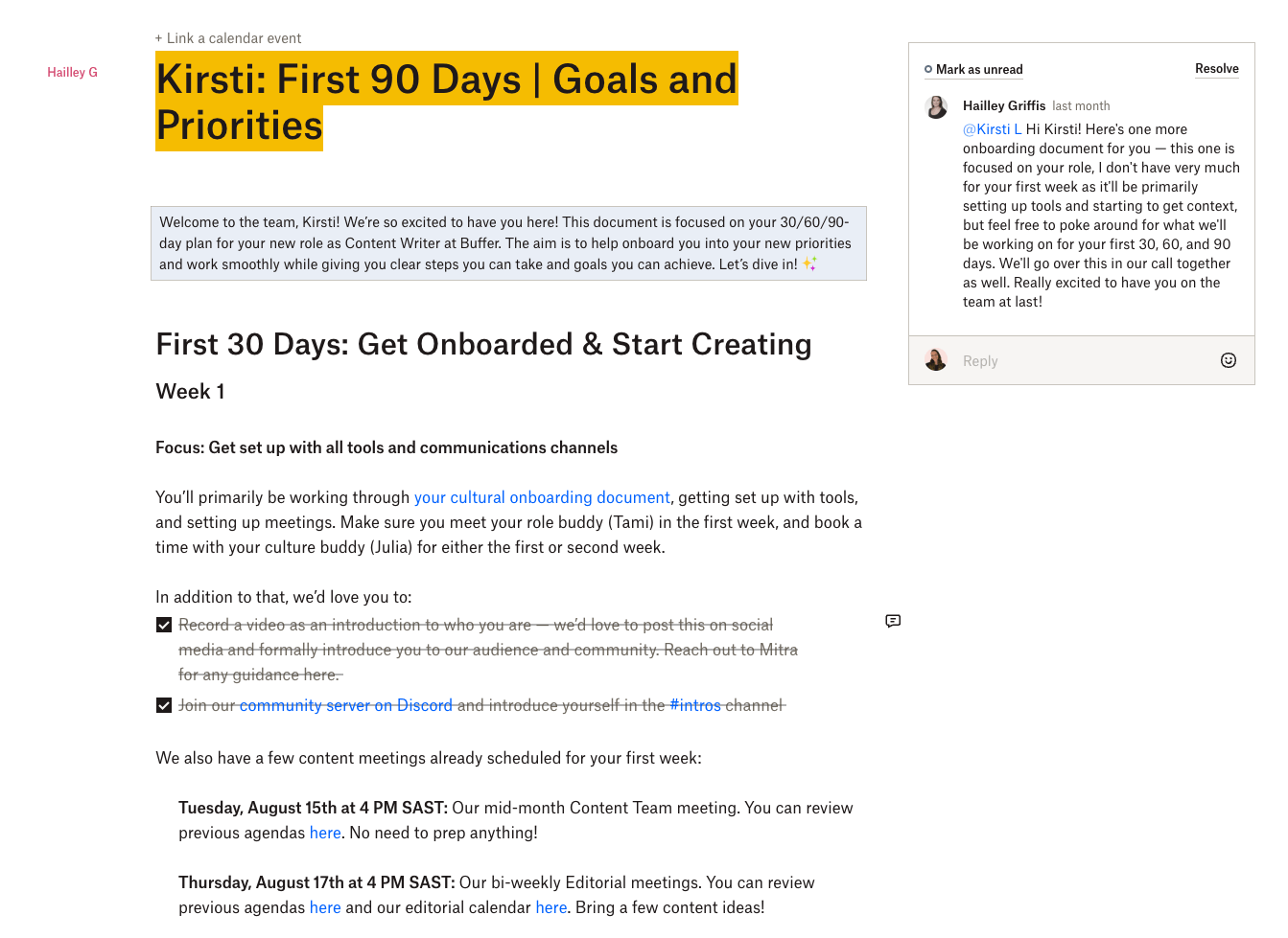 First 30 days at Buffer