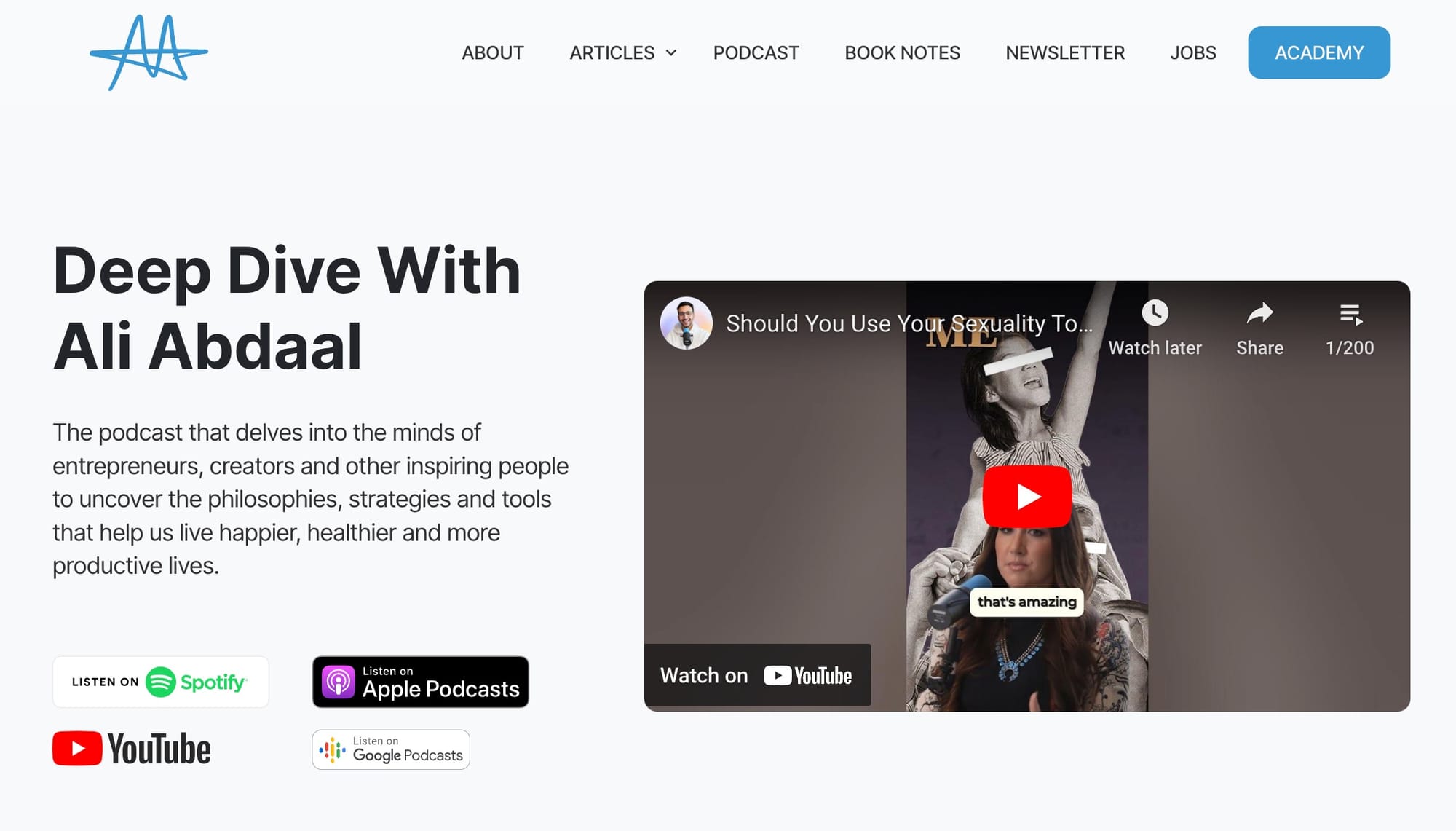 Deep Dive Episodes Archive   Ali Abdaal - 24 Podcasts You’ll Want in Your Feed in 2025