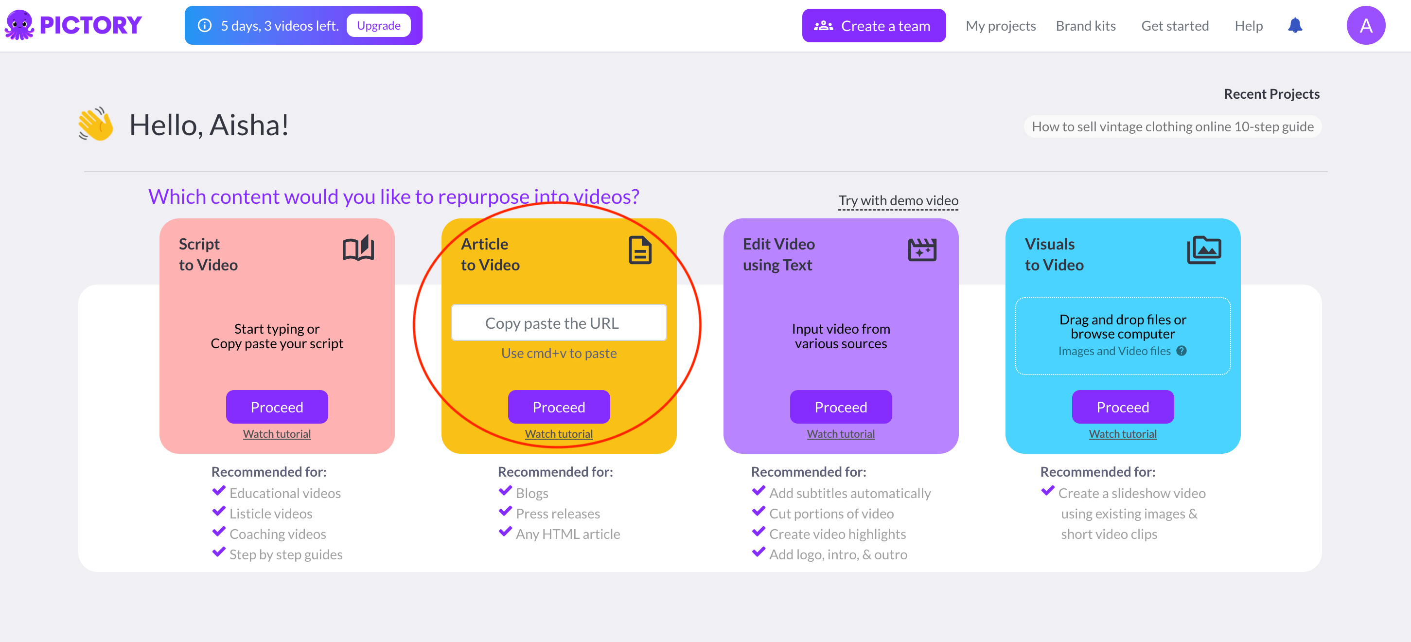 Create an Instagram Post using AI — Pictory