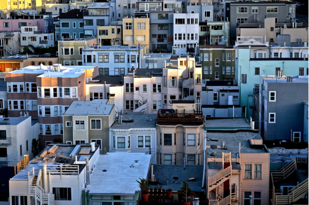 Crowed rows of concrete buildings and apartments to illustrate Reddit communities
