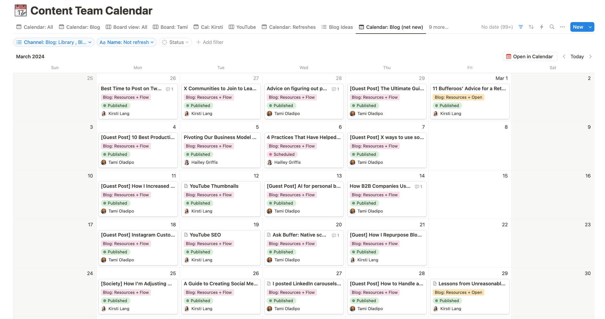 Free Content Calendar Template - Buffer’s Content Calendar Template + How We Collaborate