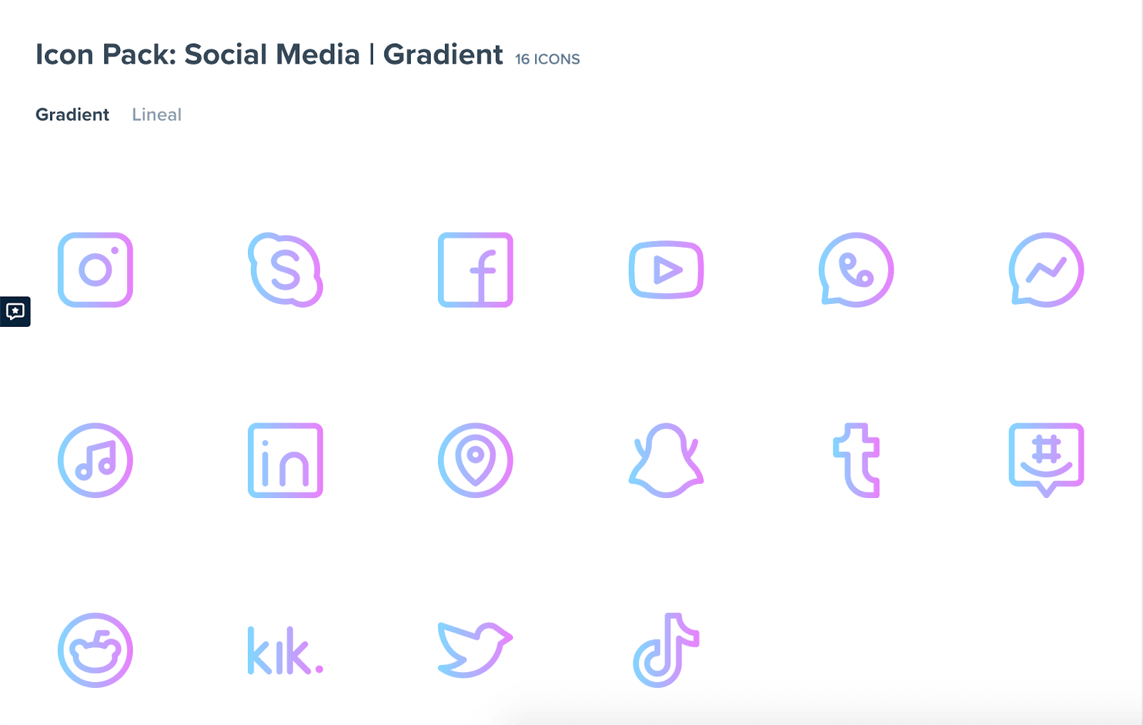 Collection of social media icons with blue-to-pink gradient effect.