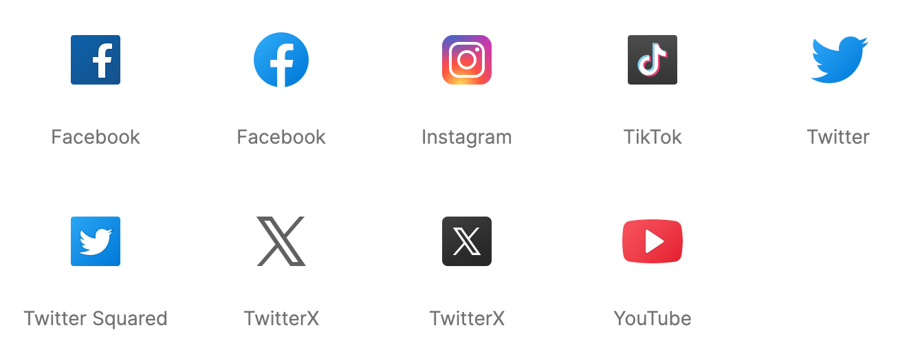 Set of circular social media icons featuring subtle gradients in both brand colors and monochrome versions.