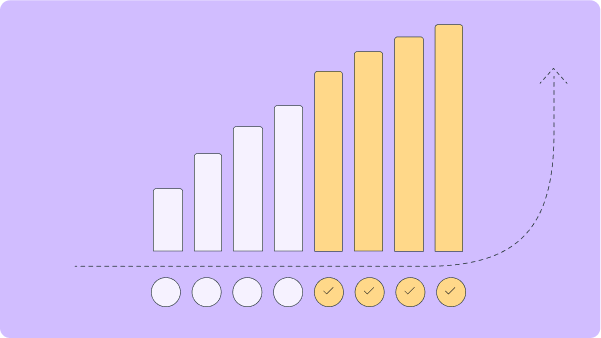 A stylized image of a yellow bar graph to illustrate posting consistently on social media