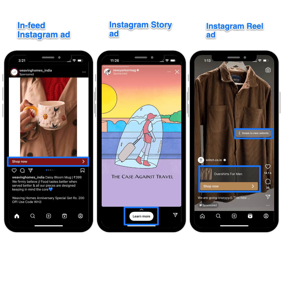 Examples of Instagram ads