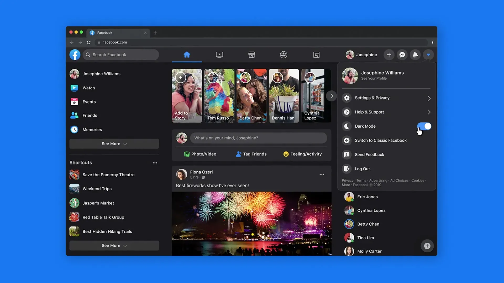 An image showing the Facebook social media platform on web