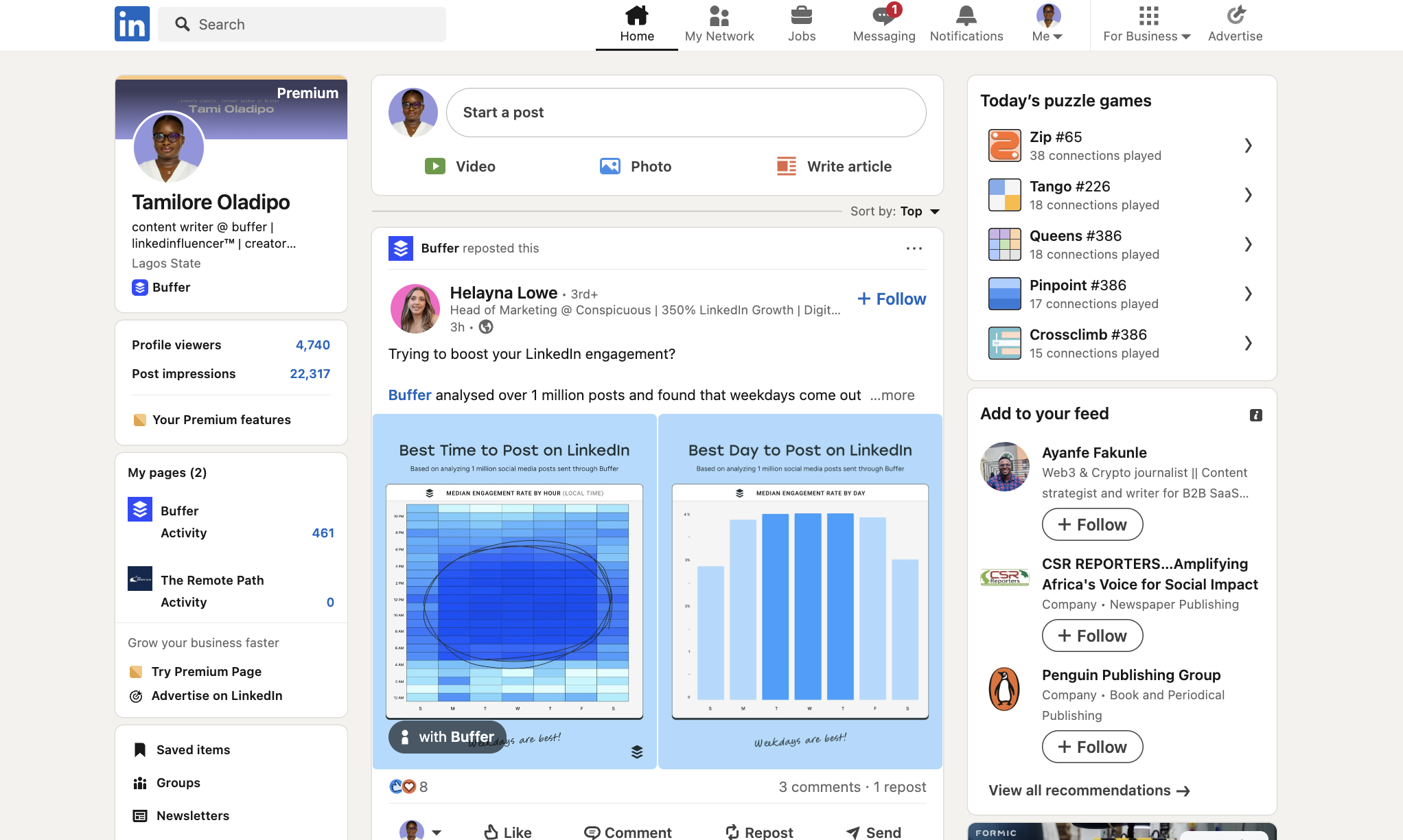 An image showing the LinkedIn social media platform on web