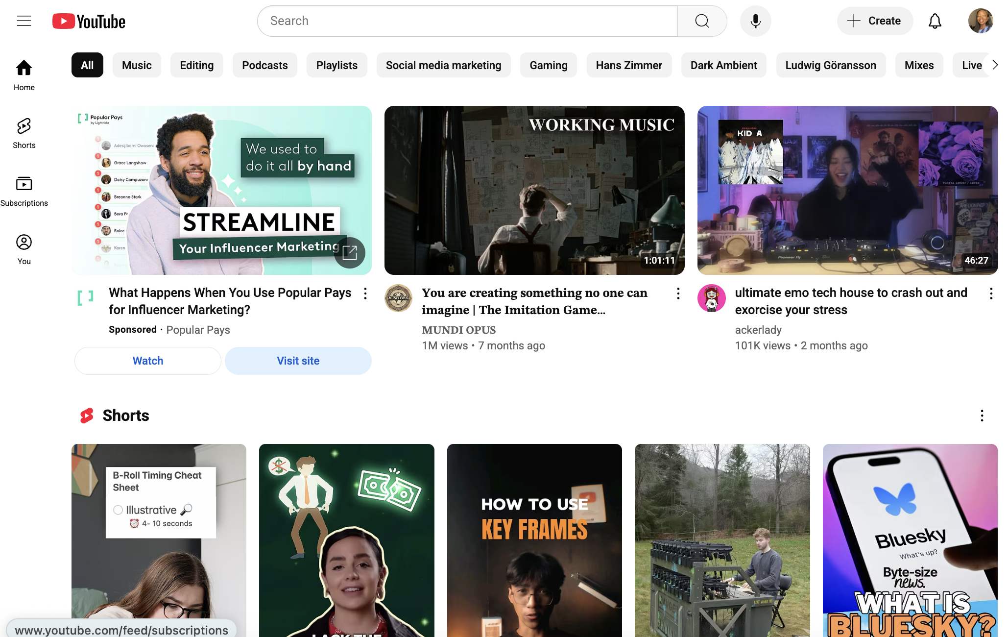 An image showing the YouTube social media platform on web