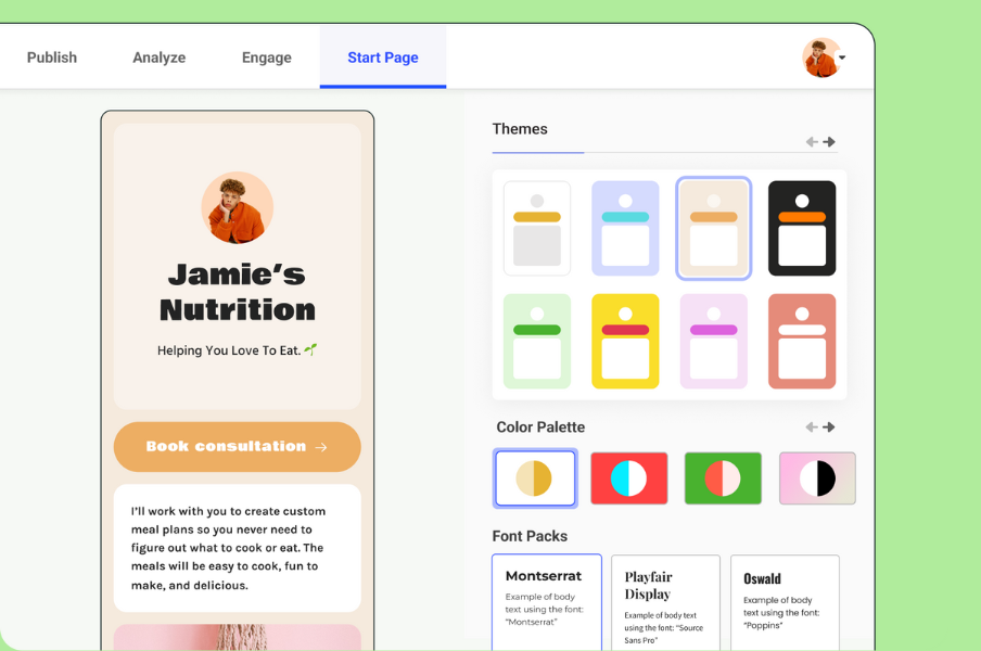 A view of how Buffer's Start Page looks within the editor