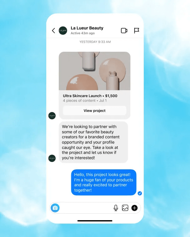 Screenshot showing how brands might reach out to potential influencer partners via Instagram' screator marketplace