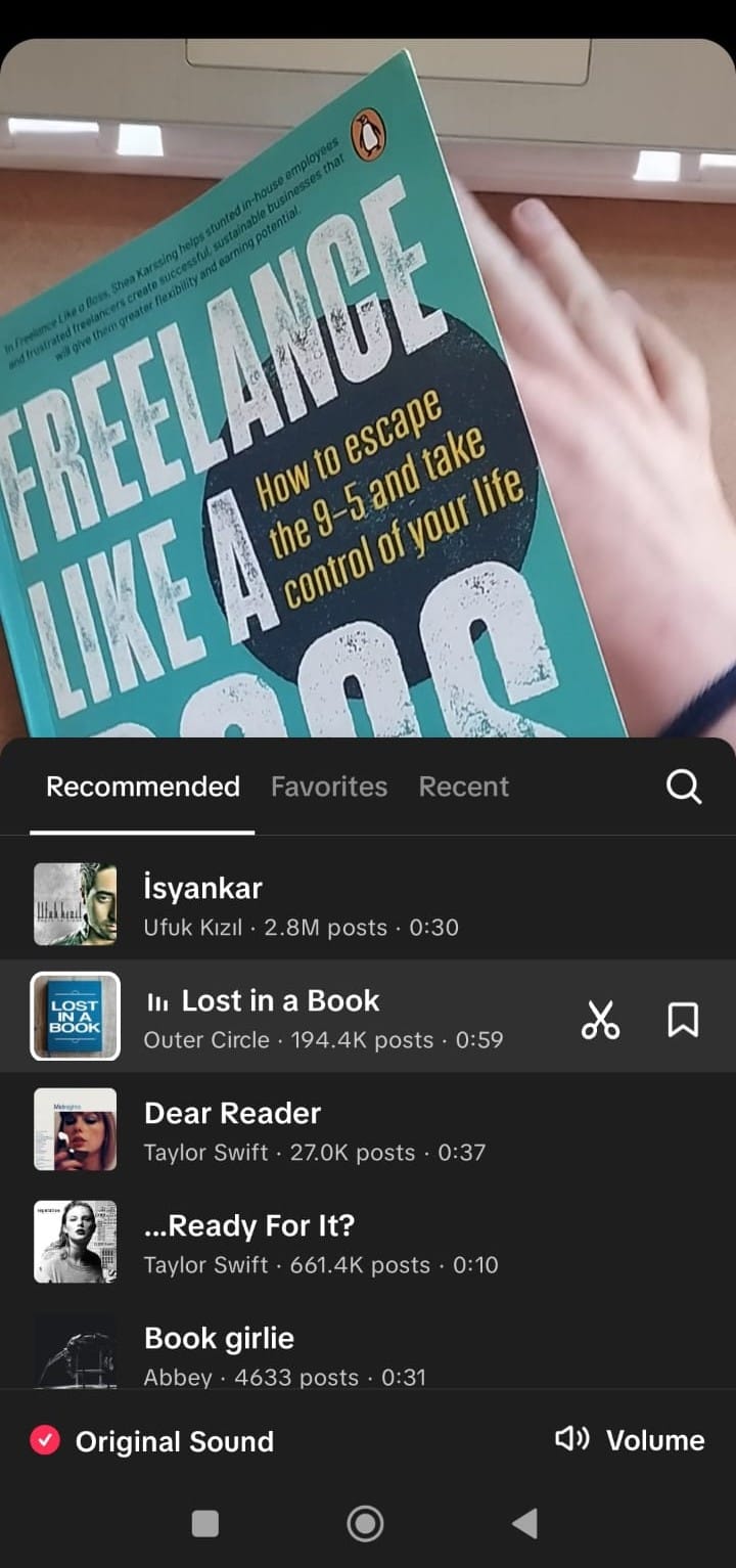 a screenshot of the tracks recommended for a particular video in TikTok's composer