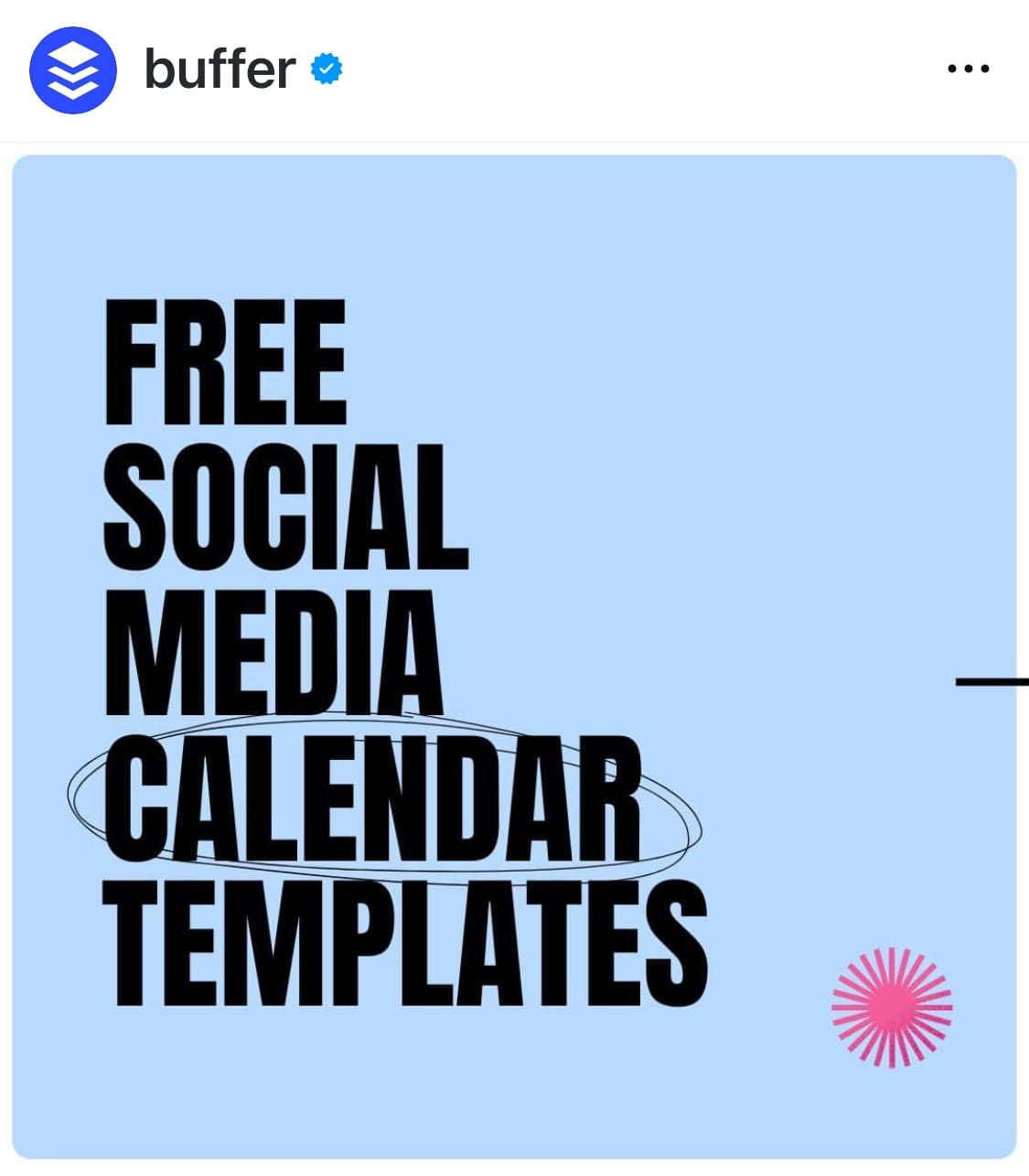 Graphic with bold black text on a light blue background that reads “Free Social Media Calendar Templates.” The word “Calendar” is circled. Buffer logo appears at the top.