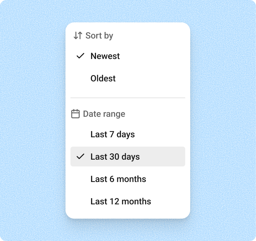 Screenshot showing the comment filtering options on Buffer Community for prioritized Instagram engagement