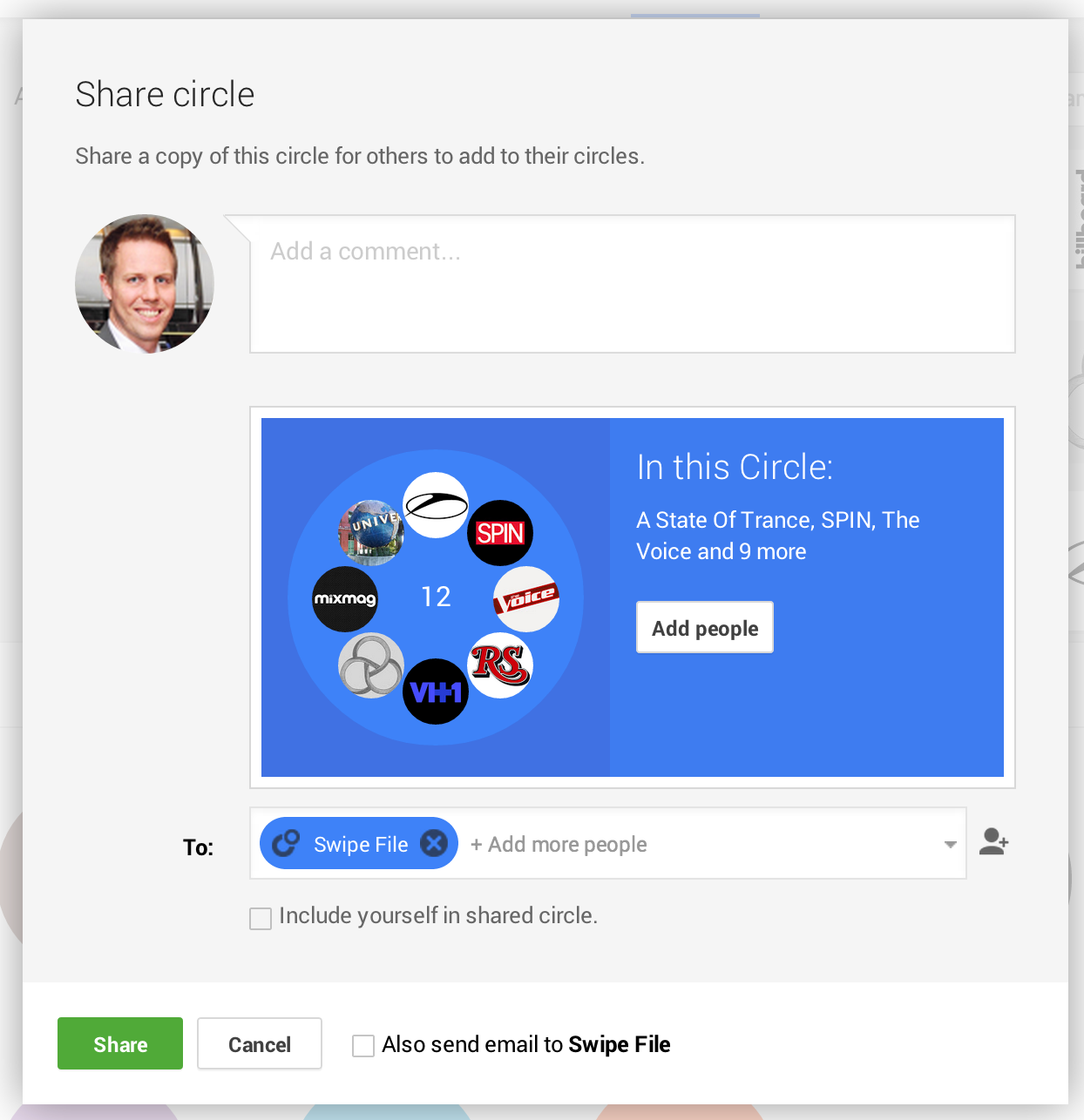 Google+ share circle