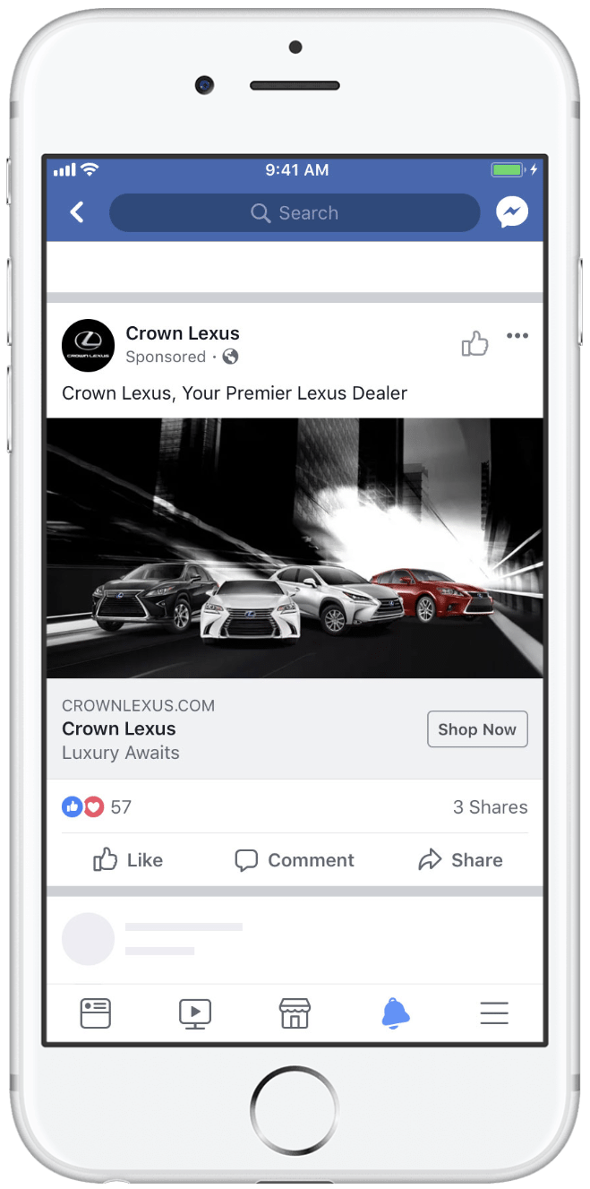 Facebook single image ad example Facebook single image ad example