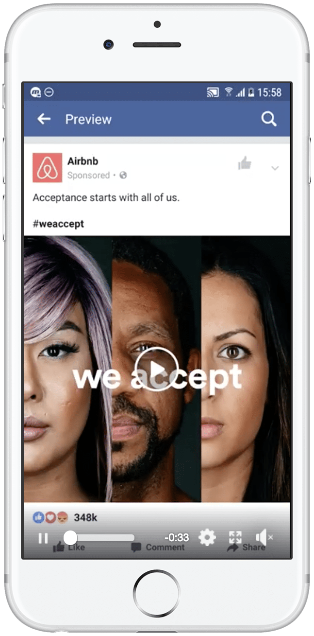 Facebook single video ad example Facebook single video ad example