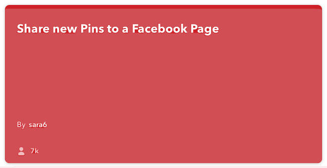 IFTTT Recipe: Pinterest to Facebook Page connects pinterest to facebook-pages