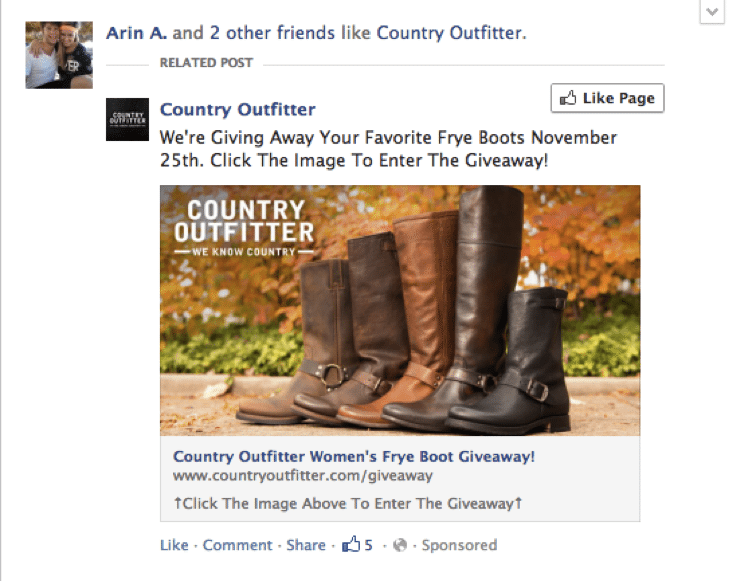 Like your page. Giveaway Boot.