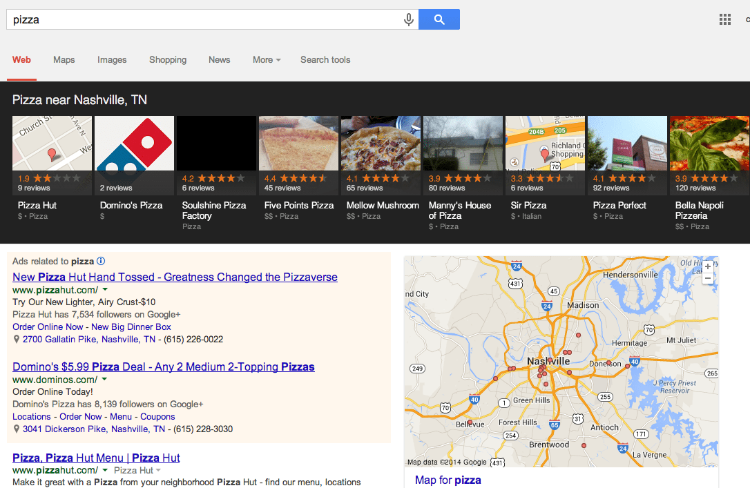 local SERPs result