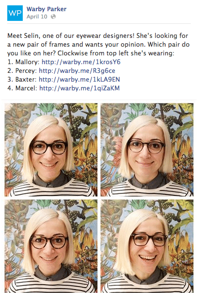 Warby Parker facebook