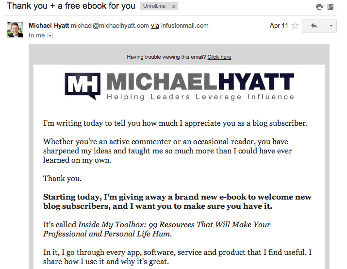 Michael Hyatt email