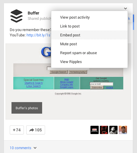 Google+ embed