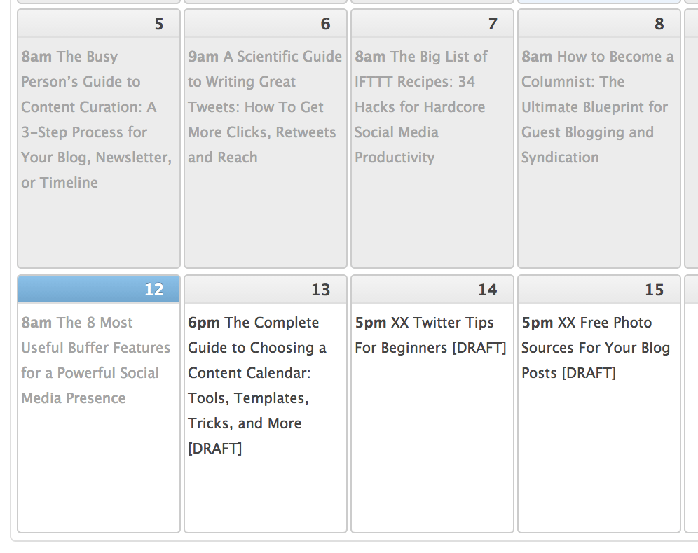 WordPress editorial calendar