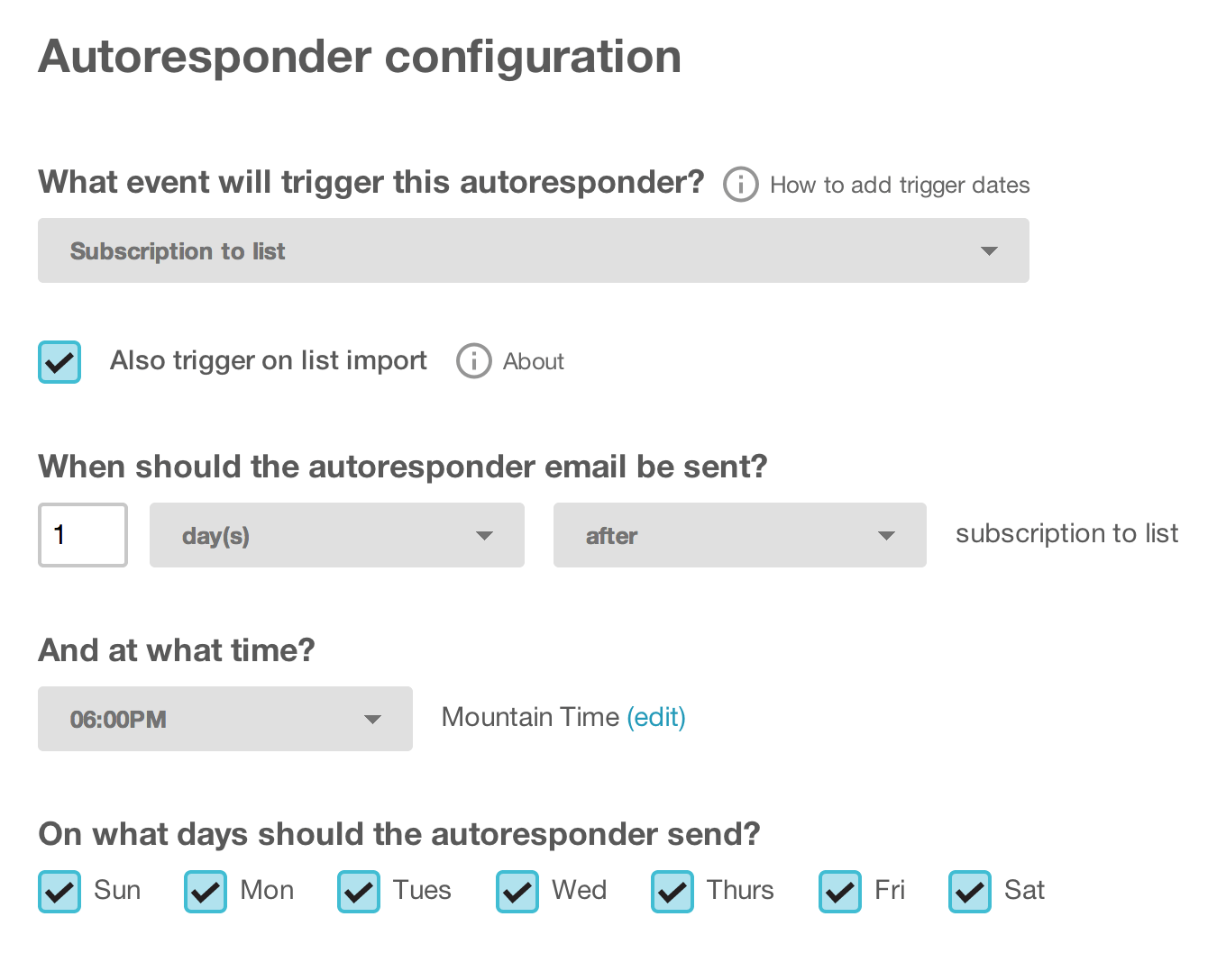 autoresponder settings