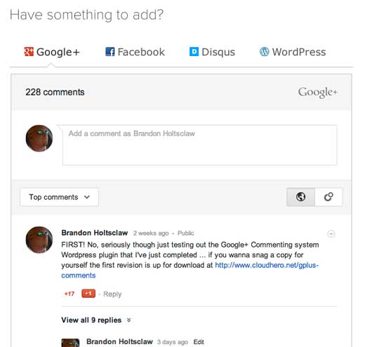 Google+ comments