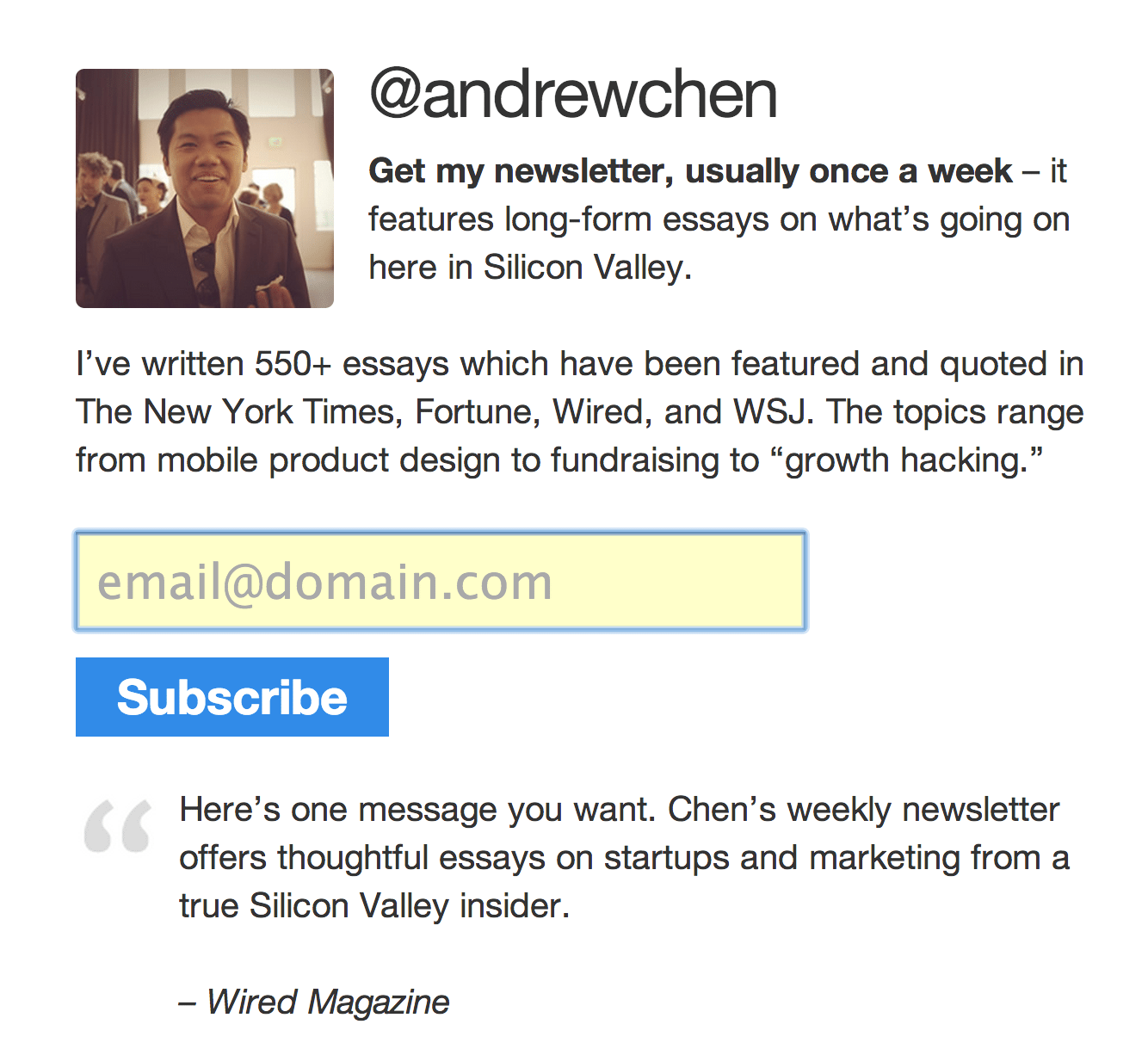 Andrew Chen homepage