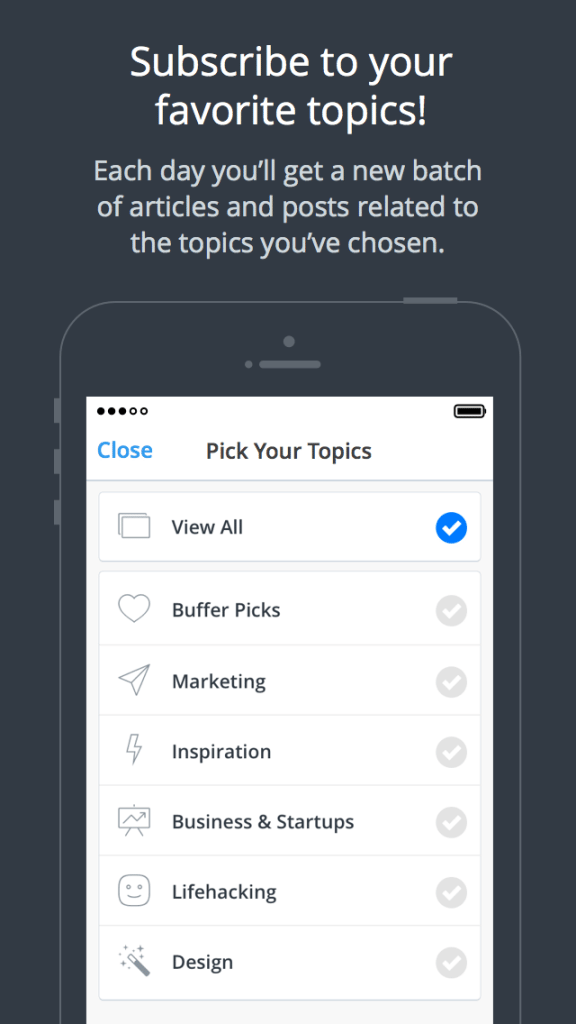 Daily by Buffer - content topics