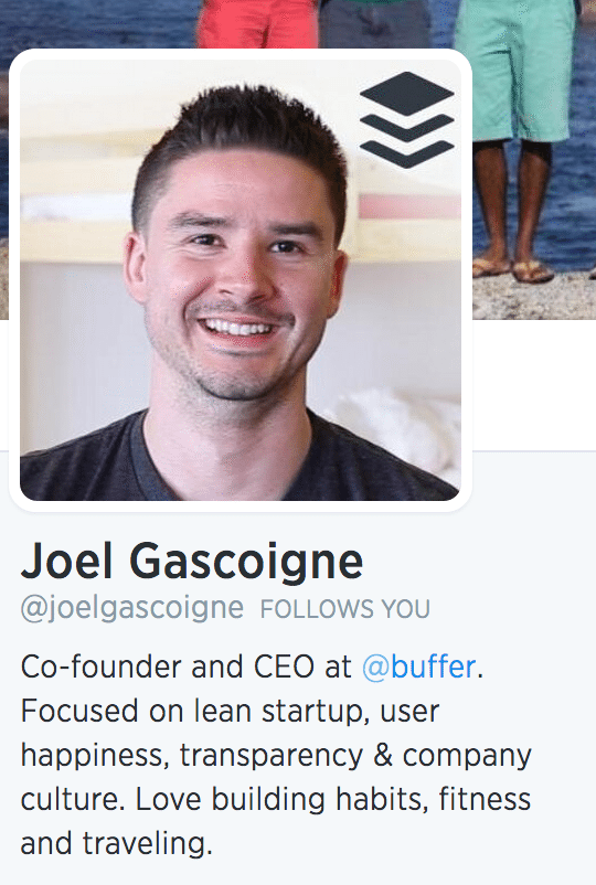 Joel Gasciogne twitter bio