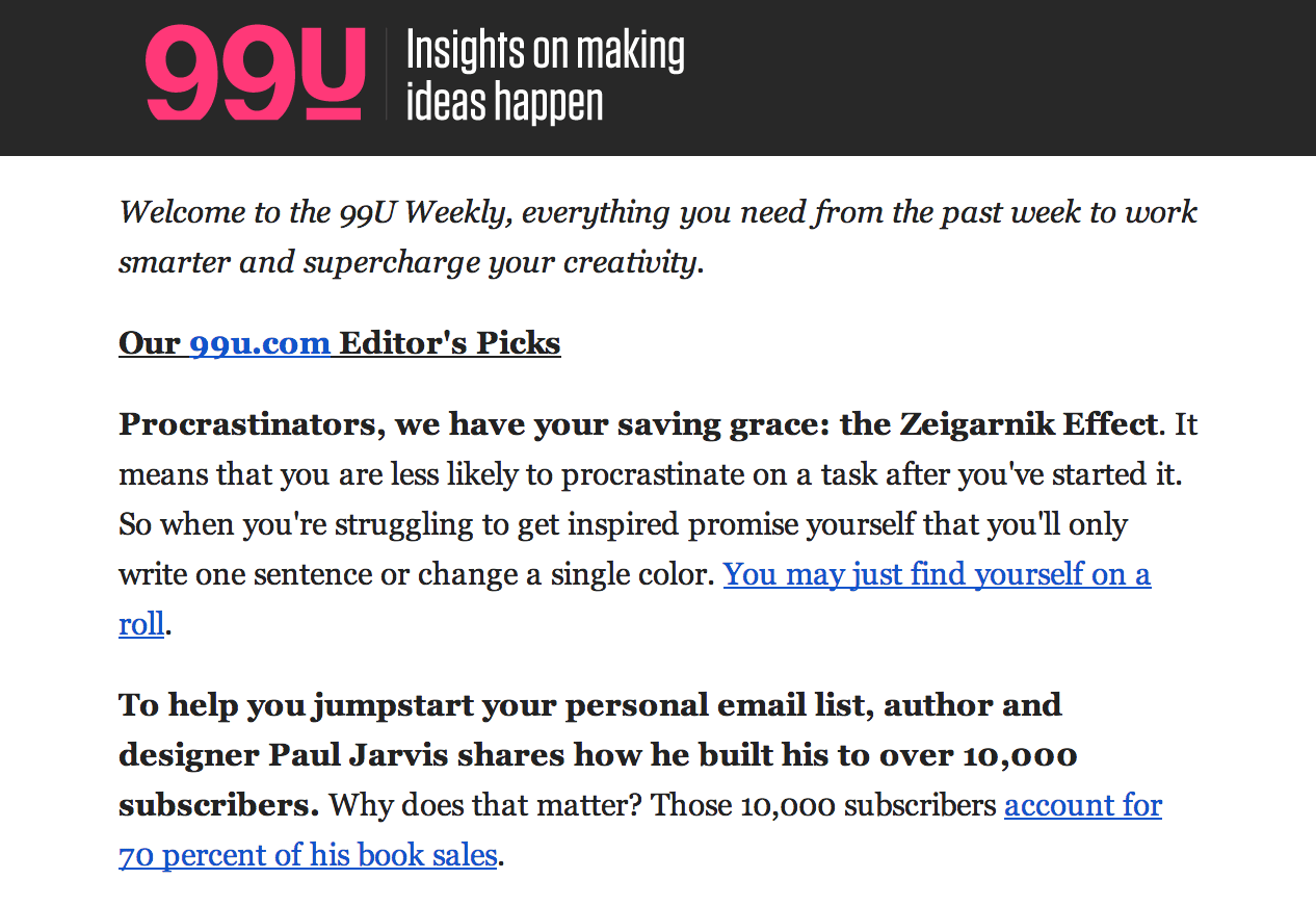 99u newsletter